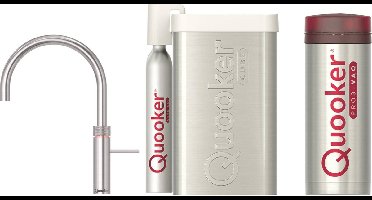 Quooker NL Fusion round kokendwaterkraan opbouw uitloop draaibaar met Pro3 reservoir & Cube reservoir RVS