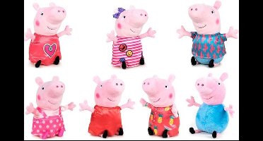 Peppa Pig - knuffelset - 20cm - 7 stuks - pluche - met o.a Peppa, George en mama pig