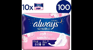 Always Sensitive Night Ultra met Vleugels - Voordeelverpakking 100 Stuks - Maandverband