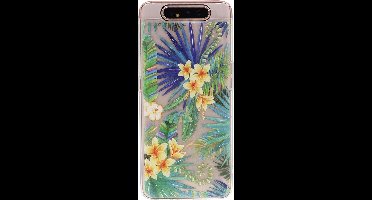 Shop4 - Samsung Galaxy A80 Hoesje - Zachte Back Case Bloemen en Bladeren