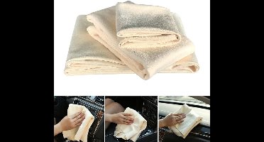 Set van 3 Hertenleren Suède Doeken - Krasvrij en Super Absorberend voor Auto en Huis