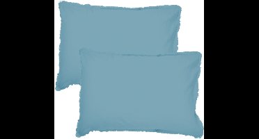 Matt & Rose Set Kussenslopen IJsblauw - 50 x 70 cm - Gewassen Katoen