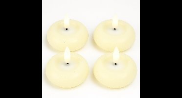 LED Drijfkaarsen – 7,5 cm – Vlameffect – IP44 – Set van 4 – Inclusief Batterij - crème