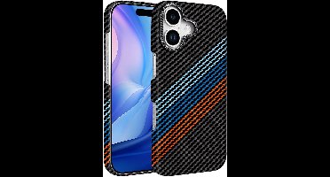 Hoesje Geschikt voor iPhone 16 Plus Hoesje riemen - Carbon Hoesje Geschikt voor MagSafe iPhone 16 Plus - Shockproof Back Cover