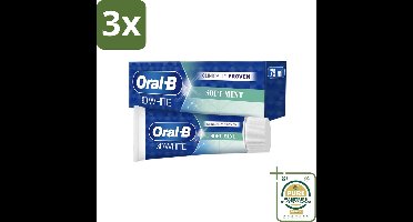 3 x Oral-B - 3D White Soft Mint - Tandpasta - Whitening - Zachte Munt - 75 ml - Grootverpakking - Tandpasta Whitening - Glazuur Bescherming - Zachte Munt Smaak - Stralende Glimlach - Tanden Witter Maken