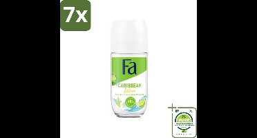 7 x Fa Deodorant Roller Lime Squeeze 50 ml - Grootverpakking - Deodorant - Antitranspirant - Fa - Caribische Geur - Limoen