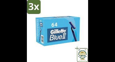 3 x Gillette - Blue 2 - Wegwerpscheermesjes - Duurzaam en comfortabel - 64 Scheermesjes - Grootverpakking - Scheermesje - Wegwerpmesje - Gillette Blue II - Wegwerpmesjes - Scheerbeurt