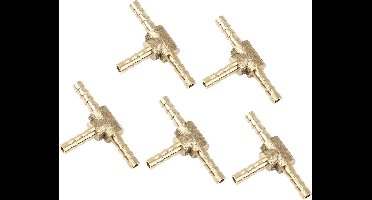 Nordivar - Messing T-stuk adapter voor lucht-, water-, gas- en oliebuizen 4 mm - 5 stuks