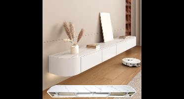 Sierra TV Meubel, tv-meubel, wandkast met deurtjes en lades, console voor tv en media, zwevende tv-kast, veel opbergruimte, met grote inhoud, bank voor onder de tv, met textuur, 160 cm