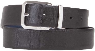 VALENTINO Leren riem Marnier Pin Buckle Belt W115 Nero / Blu zwart donkerblauw