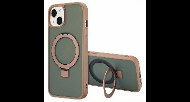 Accezz Hoesje - Geschikt voor Apple iPhone 14 - Ring Stand Backcover geschikt voor MagSafe - Bruin