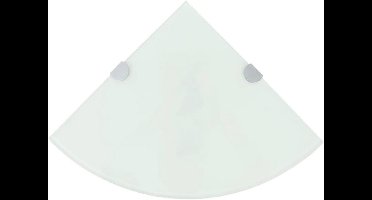 Corner Shelf with Chrome Carriers 35x35cm Glass White Shelf Corner Shelf