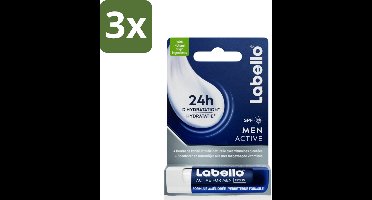 Labello – Lippenbalsem – Active For Men – SPF 15 – 4,8 g - Bulkverpakking - 3 stuks
