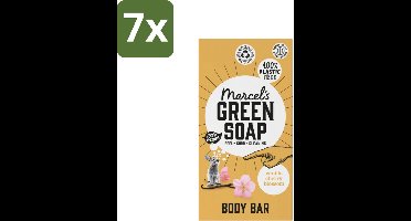 Marcel's Green Soap - Body Bar - Vanilla & Cherry Blossom - Verzorgend & zacht - 150 gr - Bulkverpakking - 7 stuks