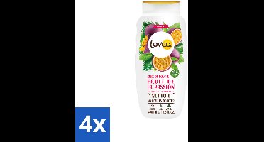 4 x Lovea – Douchegel – Passion Fruit – Verfrissend – 400 ml - Douchegel Passievrucht - Passievrucht Geur - Natuurlijke Douchegel - Zachte Reiniging - Sulfaatvrije Douchegel