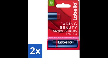 2 x Labello –Lippenbalsem – Caring Beauty Red – 5,5 ml - Lippenbalsem - Verzorging - Kleur - Hydratatie - Intensieve Kleur