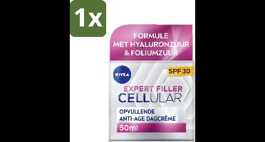 NIVEA - CELLular Expert Filler Dagcrème - Anti-Veroudering Gezichtscrème - SPF 30 - Met Hyaluronzuur, Creatine & Foliumzuur - 50 ml - 1 stuk