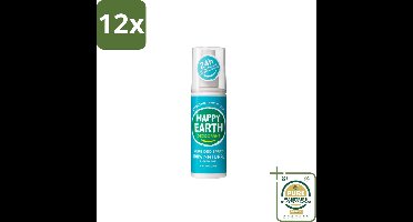 Happy Earth – Deodorant Spray – 100% Natuurlijk Cedar Lime – 100 ml - Voordeelverpakking - 12 stuks - Cederhout en limoen - Natuurlijke deodorant
