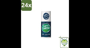 Happy Earth – Deodorant Roll-On – 100% Natuurlijk Men Protect – 75 ml - Voordeelverpakking - 24 stuks - Natuurlijke deodorant voor mannen - Frisse geur