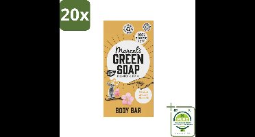 20 x Marcel's Green Soap - Body Bar - Vanilla & Cherry Blossom - Verzorgend & zacht - 150 gr - Grootverpakking - Biologische Zeep - Vegan Zeep - Plasticvrije Zeep - Natuurlijke Zeep - Douchezeep