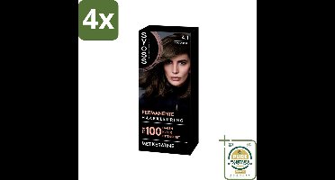 SYOSS - Coloration 4-1 Middenbruin - Haarverf - Grijsdekking - Vermindert Haarbreuk - Voordeelverpakking - 4 stuks - Grijsdekking - Donkere asblonde haarkleur