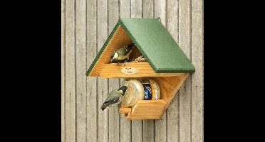 CJ Wildlife Vogelvoederhuisje met Pindakaaspothouder & Plek voor Vogelvoer - Cumberland - Voederhuisje voor Kleine vogels & Tuinvogels - Wandmodel - Groen