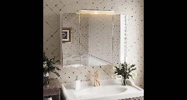 Spiegelkast – Badkamerkast – Medicijnkast – Opbergkast – Wandkast – LED-Verlichting – USB-Aangedreven – 3 Deuren – Duurzaam Wit