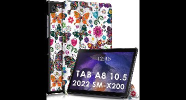 Hoes geschikt voor Samsung Galaxy Tab A8 – Samsung tab A8 (2021 / 2022) Trifold tablet hoes - Vlinders