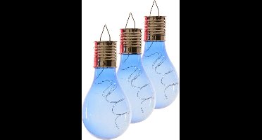 Lumineo solar tuin 10x stuks LED ophang verlichting/lampjes blauw 14 x 8 cm - Tuinverlichting op zonne-energie