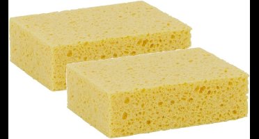 Lifetime Clean Viscose huishoud spons - 2x - geel - 14 x 11 x 3,5 cm - Biologisch afbreekbaar