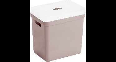 Sunware Opbergboxen met transparante deksel - 1x stuks - kastmanden - roze - 25 liter - kunststof - 35 x 25 x 36 cm - Opbergers