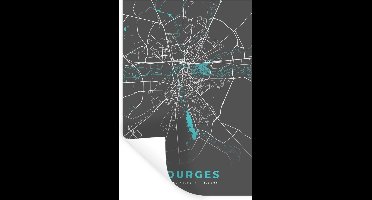 Muurstickers - Sticker Folie - Bourges - Frankrijk - Stadskaart - Kaart - Plattegrond - 20x30 cm - Plakfolie - Muurstickers Kinderkamer - Zelfklevend Behang - Zelfklevend behangpapier - Stickerfolie