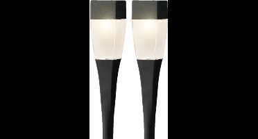 Set van 4x stuks solar tuinlamp/prikspot pilaar op zonne-energie 26 cm - Prikspots tuinverlichting