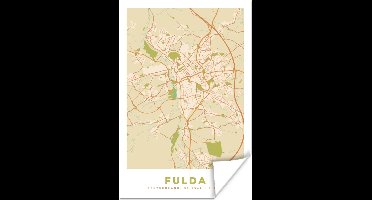 Poster Plattegrond - Fulda - Vintage - Kaart - Stadskaart - 20x30 cm