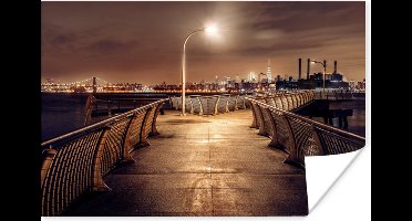 Poster Stad - Lantaarnpaal - Nacht - 30x20 cm