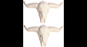 2x stuks western decoratie 3D pvc schedel koe/stier 75 x 43 cm - Muur/wand versiering