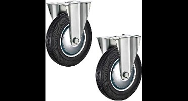 Tarsus Bokwiel 200 mm - Slijtvast Rubber - Draagvermogen 205 kg - Set van 2