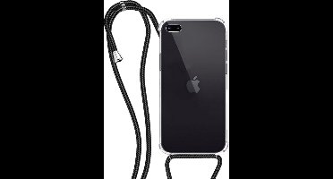 Hoesje - Geschikt voor Apple iPhone 8 Plus - Met Koord - Shock Proof - Siliconen Case - Back Cover - Telefoonkoord - Telefoon Hoes Shockproof - Telefoonketting - Transparant