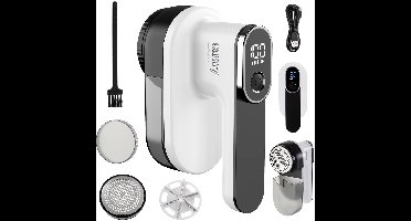 Camry CR 9620 - Pluizenverwijderaar - Kledingontpluizer - LCD-display - oplaadbare Li-Ion-batterij, wit en zwart