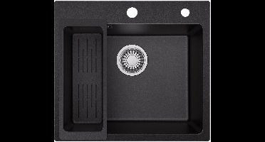 SOFETIY MAX Granieten Spoelbak Zwart / Antraciet (50*45cm) - Spoelbak Keuken - Spoelbakken Keuken – Wasbak Keuken Met Waterafvoersysteem