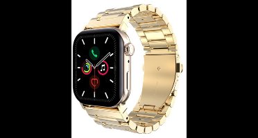 Just in Case horlogebandje geschikt voor Apple Watch Bandje (PrimeSteel) - Smartwatchbandjes (+Horloge inkortset) - Universeel bandje geschikt voor Apple 44/45/46/49 mm - Goud