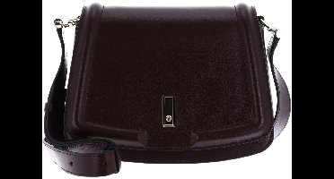 BOSS Leren schoudertas Ariell Saddle Bag Open Purple wijnrood