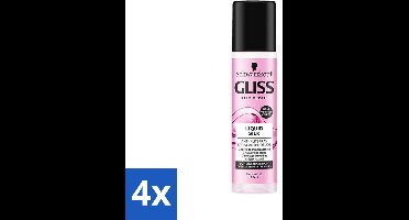 4 x Gliss - Anti-Klit Spray Liquid Silk Gloss voor Glanzend en Klitvrij Haar - 200 ml - Haarspray - Anti-klit Spray - Glans Spray - Zijdeproteïnen - Dof Haar