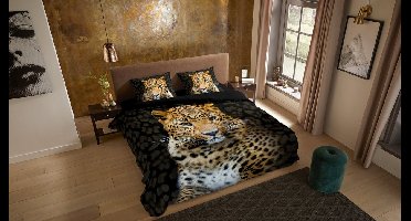 Pure dekbedovertrek luipaard - Lits jumeaux 240x200/220 cm - Zwart - Microvezel