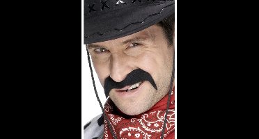 Smiffy's Nep snor - 6x - zwart - plak snor - cowboys - mexiaanse snor - carnaval
