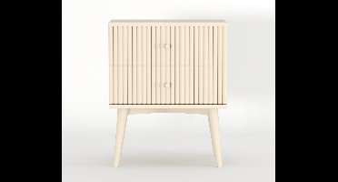 Nachtkastje Sem - Mango Hout - Ivoor - 45x55x35 cm (BxHxD) - Twee Lades