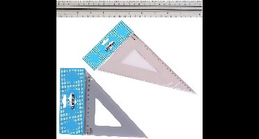 Centrum Tekenset - 3 delig - liniaal - 2x tekendriehoek - school/kantoor