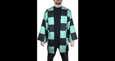 Demon Slayer Tanjiro's Haori Ochtendjas zwart-turquoise Polyester -