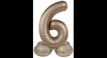 Staande Folieballon Cijfer 6 - Starlight Gold - Satin Gloss - 72 cm