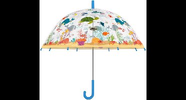 Esschert Design Paraplu voor kinderen - transparant - zeedieren thema - Dia 70 cm - automatisch